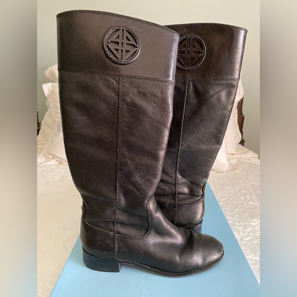 Antonio Melanie black leather boots, size 10